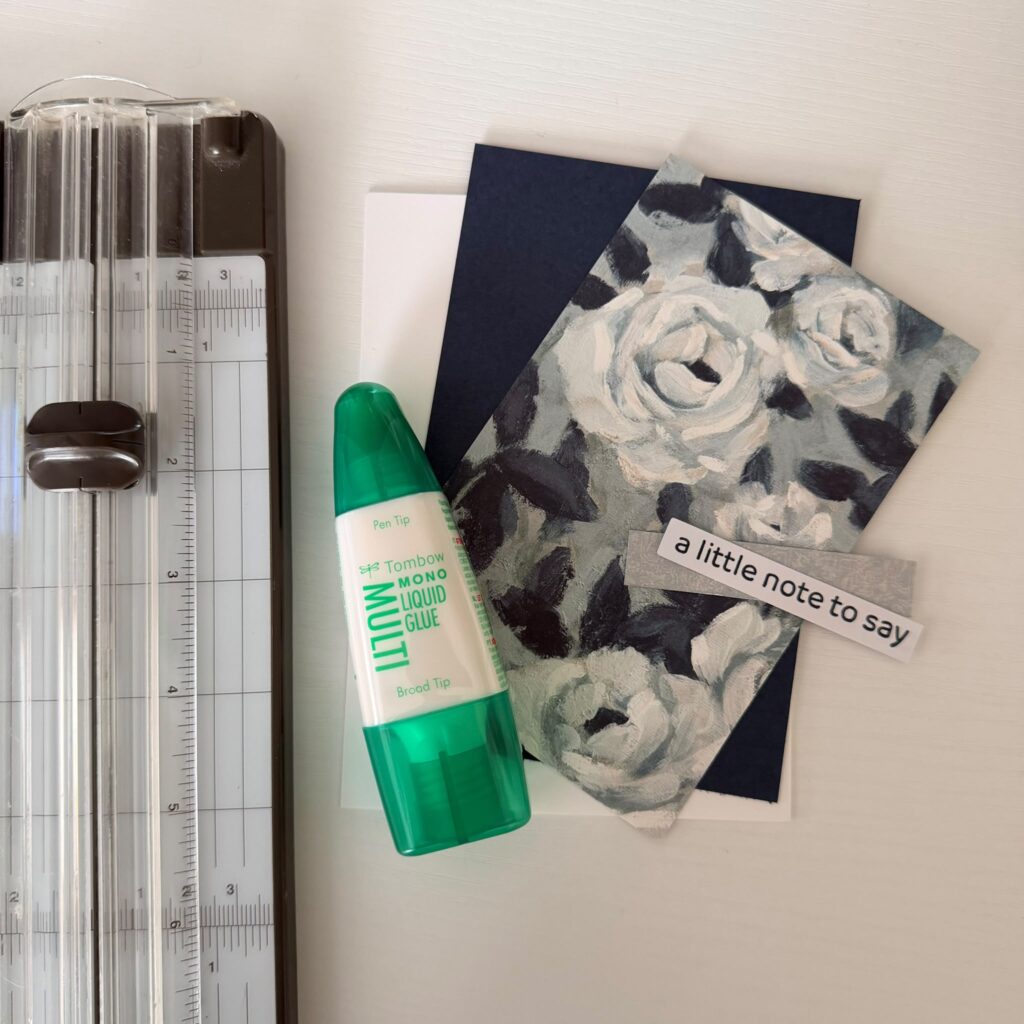 simple elements to make an easy handmade card for beginners laid out neatly