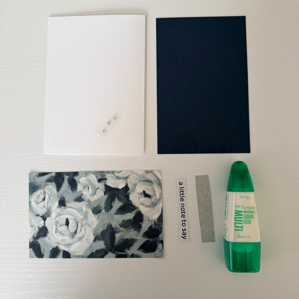 simple elements to make an easy handmade card for beginners laid out neatly