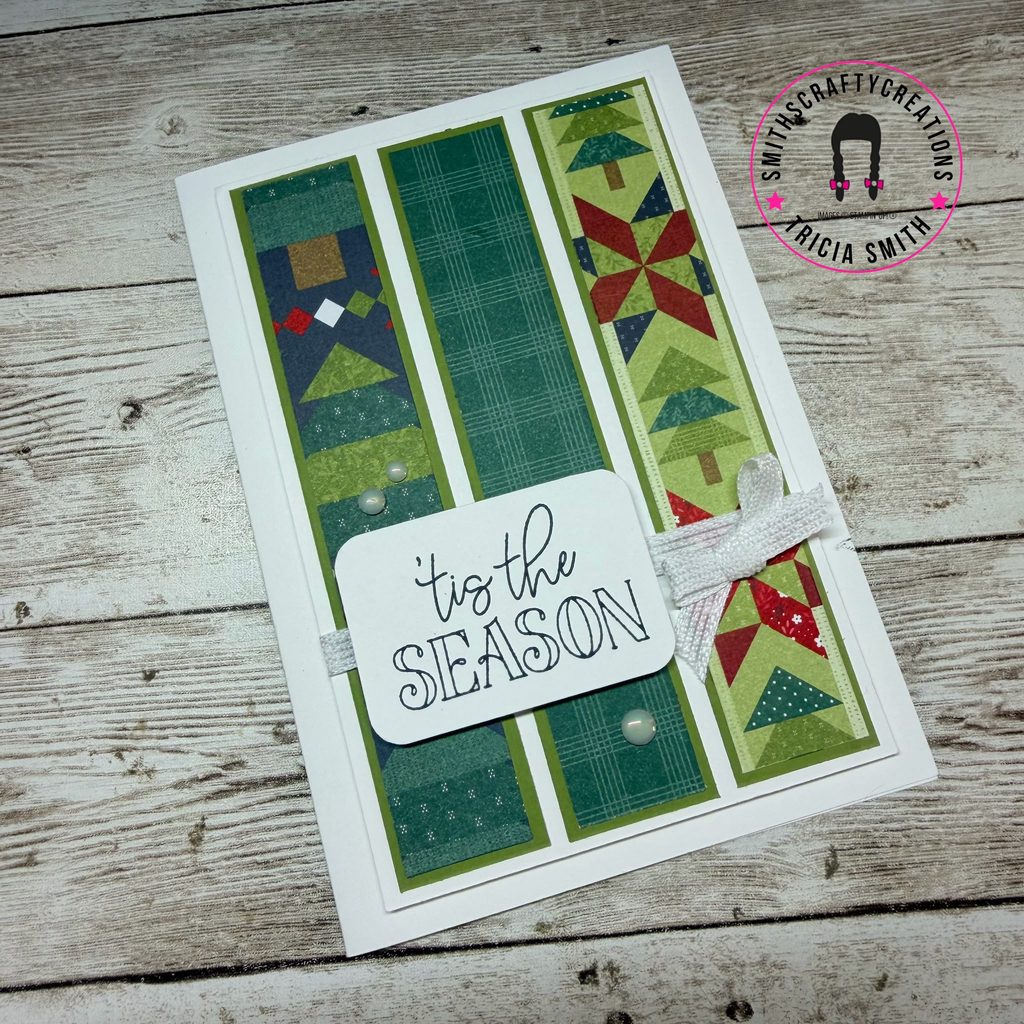 Cardstock and patterned paper pieces prepared for a simple scrap busting card