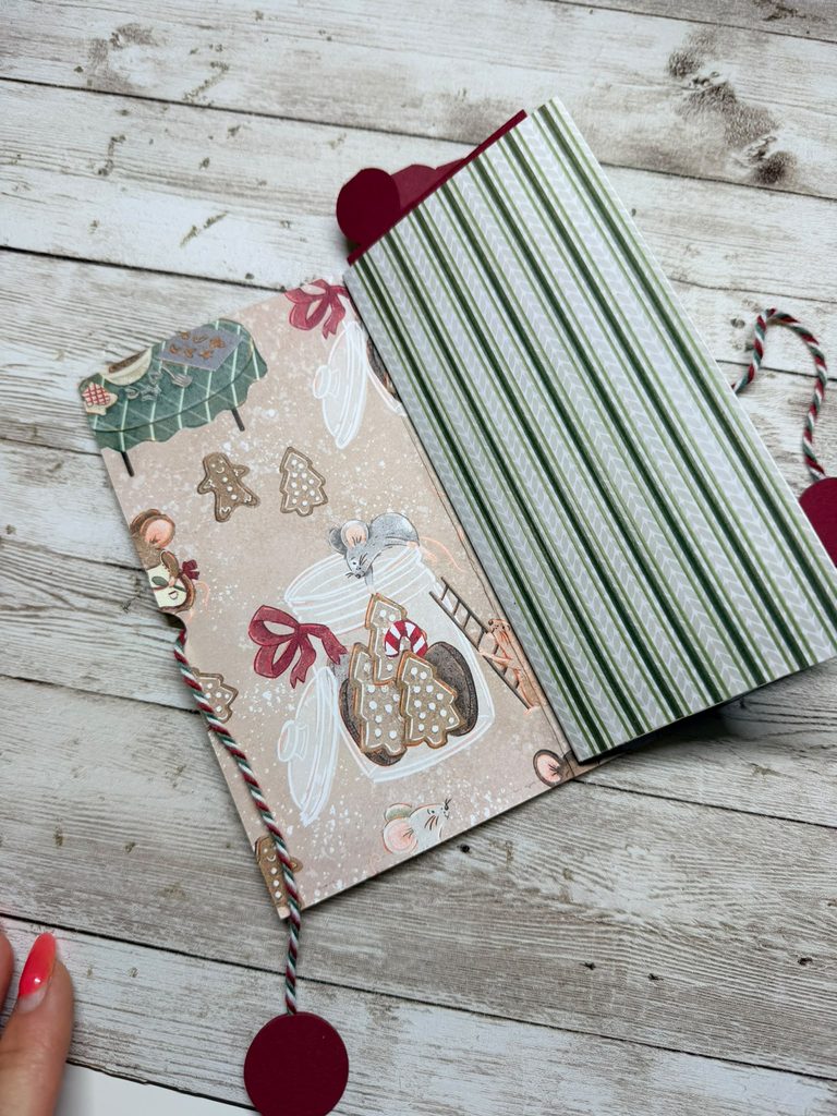 Handmade one sheet mini album transformed into a home baking recipe album using Christmas Mice Designer Series Paper
