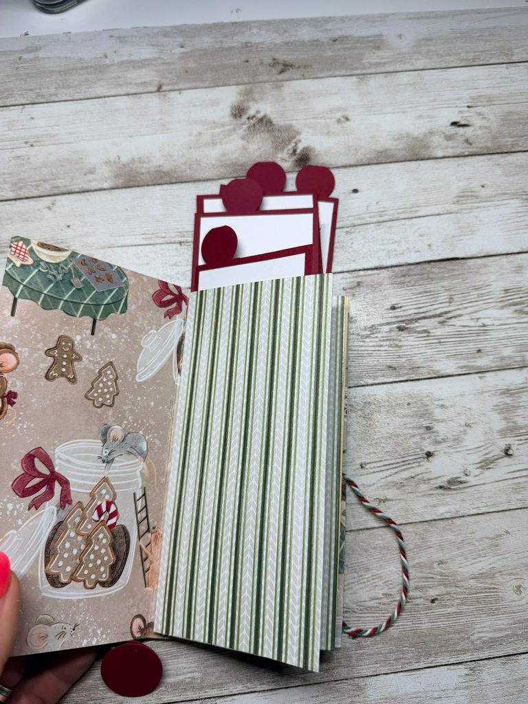 Handmade one sheet mini album transformed into a home baking recipe album using Christmas Mice Designer Series Paper